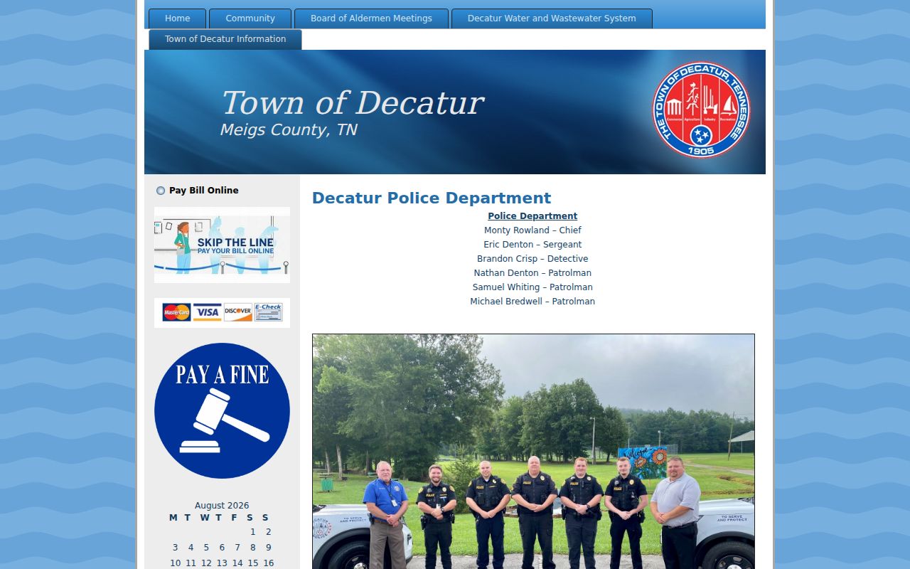 Decatur Police Department page for city criminal records