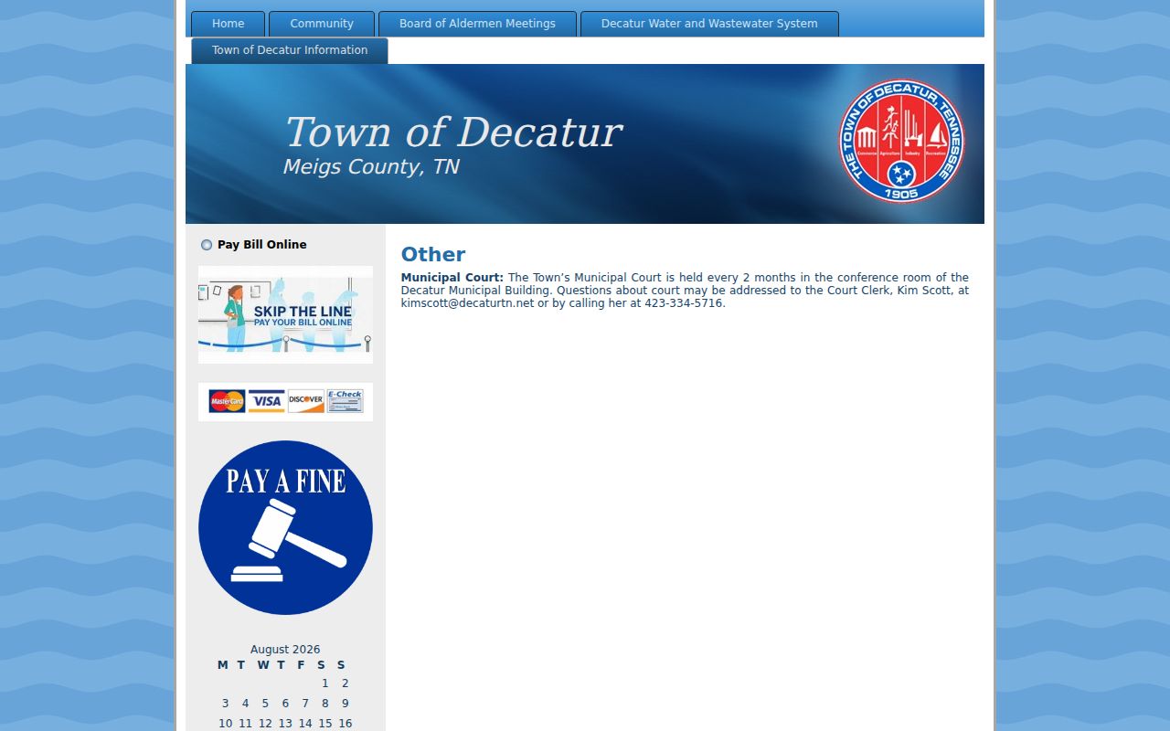 Decatur Municipal Court information for city record checks