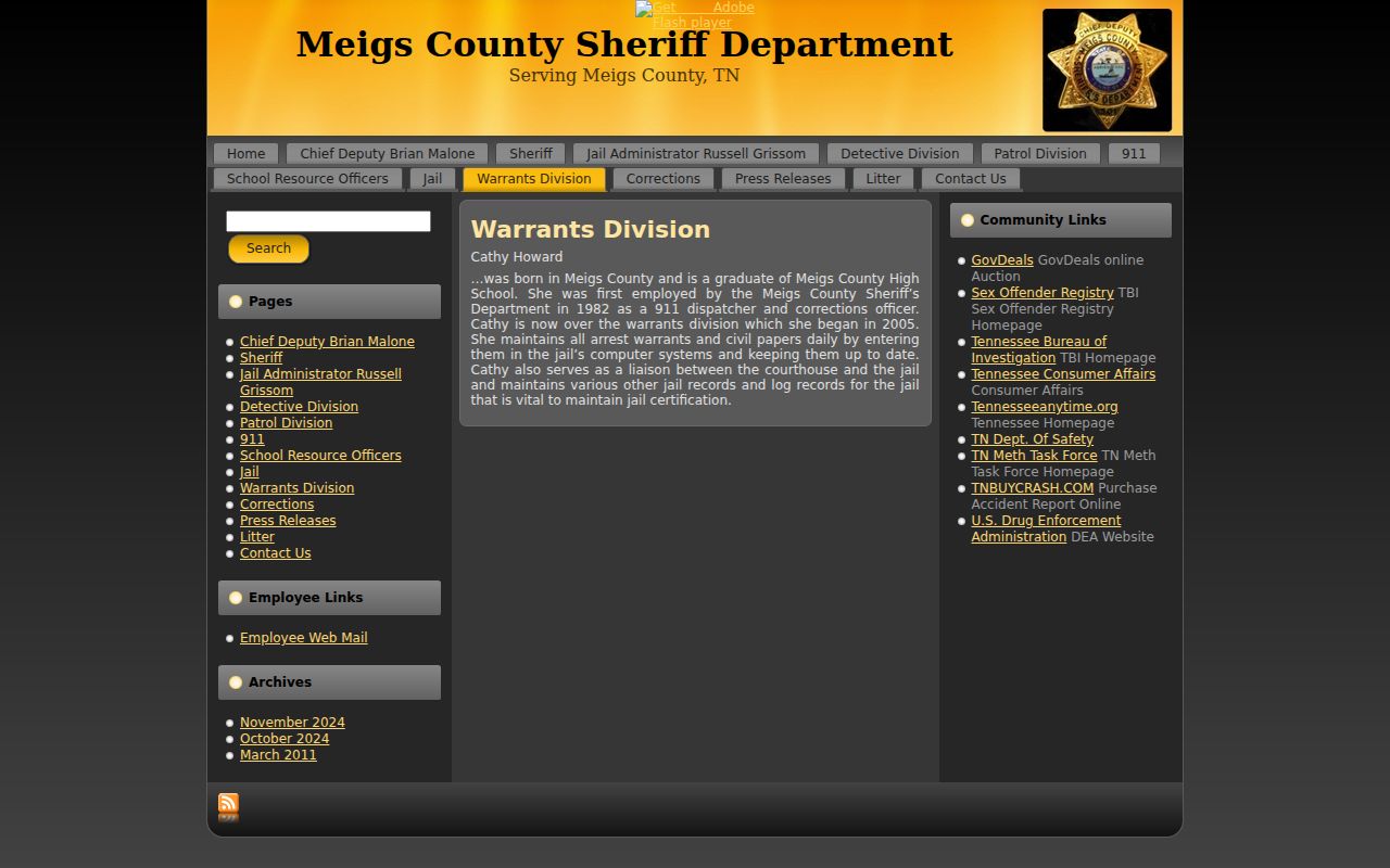 Meigs County arrest warrant records division