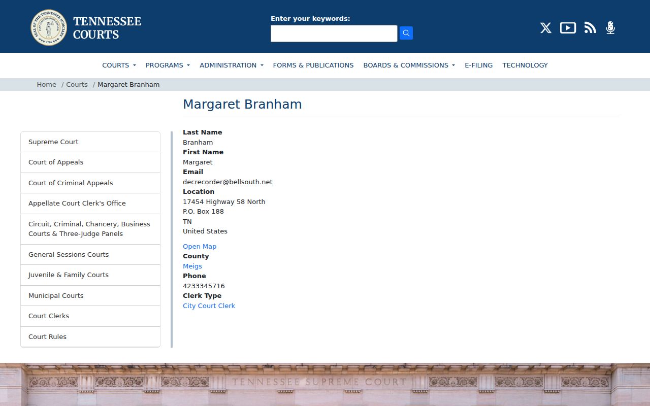Meigs County criminal court case filings and clerk information