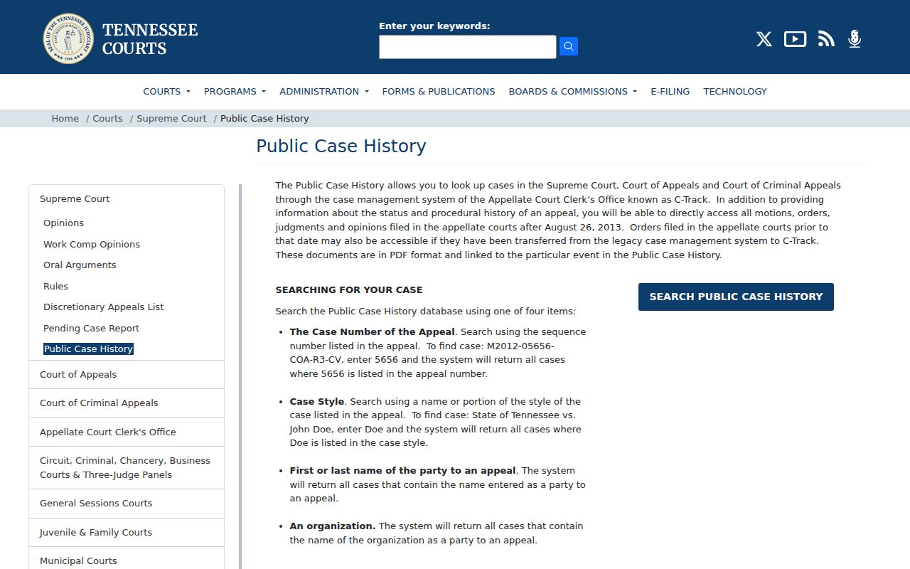 Meigs County criminal appeal Public Case History search