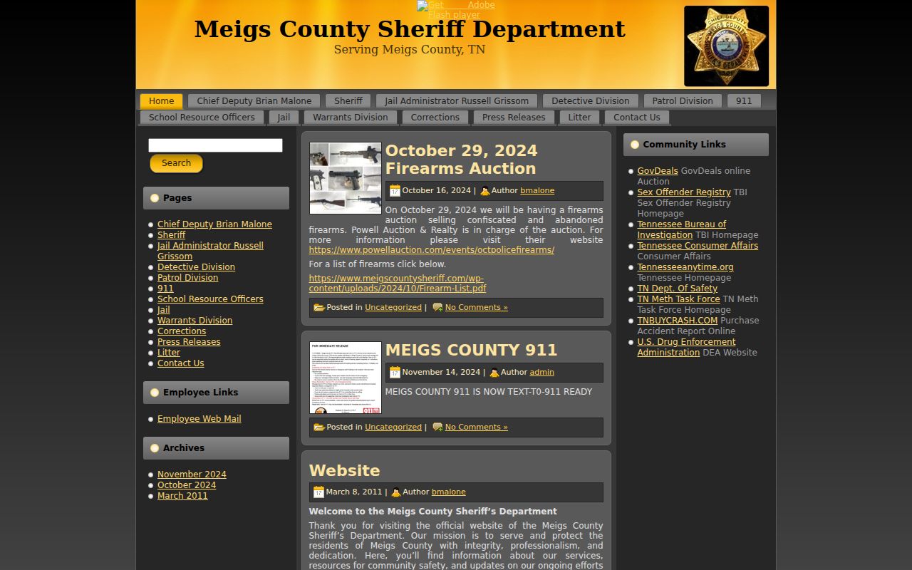 Meigs County criminal history sheriff official website