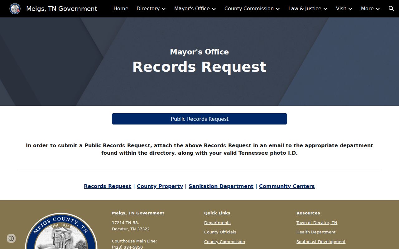 Meigs County criminal records public request instructions